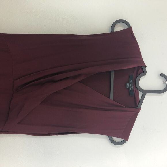 AllSaints Lani Dress Rust Maroon Maxi Faux Wrap 6 - Picture 3 of 15
